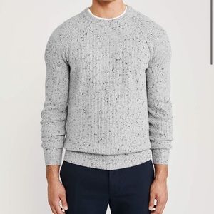 Abercrombie & Fitch Gray Textured Crewneck Sweater